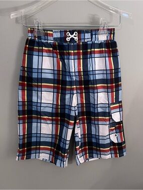 Ruff Hewn Boys Plaid Swim Shorts Size 8